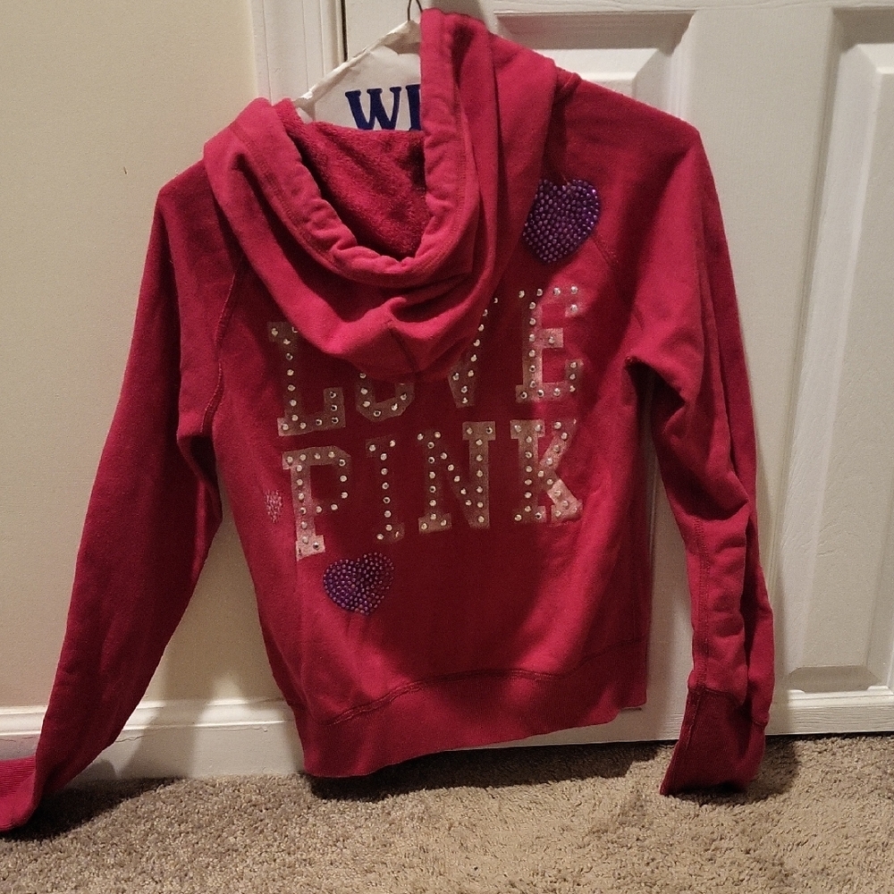 Victoria's Secret Pink Red Zip-Up Hoodie - Picture 4 of 4